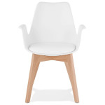 Paris Prix Chaise Design Avec Accoudoirs "Baum" 82cm Blanc & Naturel
