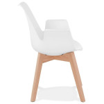 Paris Prix Chaise Design Avec Accoudoirs "Baum" 82cm Blanc & Naturel