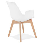 Paris Prix Chaise Design Avec Accoudoirs "Baum" 82cm Blanc & Naturel