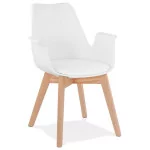 paris prix Chaise Design avec Accoudoirs "Baum" 82cm Blanc & Naturel