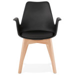 Paris Prix Chaise Design Avec Accoudoirs "Baum" 82cm Noir & Naturel