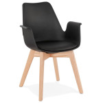 paris prix Chaise Design avec Accoudoirs "Baum" 82cm Noir & Naturel
