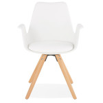 Paris Prix Chaise Design Avec Accoudoirs "Zayven" 82cm Blanc & Naturel