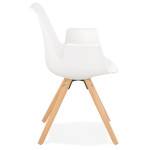 Paris Prix Chaise Design Avec Accoudoirs "Zayven" 82cm Blanc & Naturel