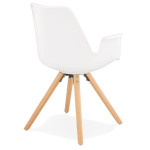 Paris Prix Chaise Design Avec Accoudoirs "Zayven" 82cm Blanc & Naturel