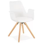 paris prix Chaise Design avec Accoudoirs "Zayven" 82cm Blanc & Naturel