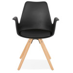 Paris Prix Chaise Design Avec Accoudoirs "Zayven" 82cm Noir & Naturel