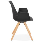 Paris Prix Chaise Design Avec Accoudoirs "Zayven" 82cm Noir & Naturel