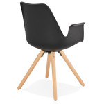 Paris Prix Chaise Design Avec Accoudoirs "Zayven" 82cm Noir & Naturel