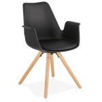 paris prix Chaise Design avec Accoudoirs "Zayven" 82cm Noir & Naturel