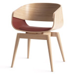 paris prix Chaise Design avec Coussin "Almost" 76cm Naturel & Rouge