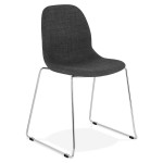 paris prix Chaise Design en Tissu "Sluna" 85cm Gris Foncé & Chromé