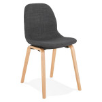 paris prix Chaise Design en Tissu "Tikel" 81cm Gris Foncé & Naturel