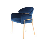 Paris Prix Chaise Design En Velours "Corey" 79cm Bleu