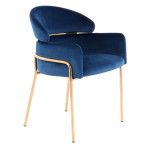 paris prix Chaise Design en Velours "Corey" 79cm Bleu