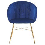 Paris Prix Chaise Design En Velours "Kanye" 80cm Bleu