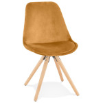 paris prix Chaise Design en Velours "Kazao" 84cm Moutarde
