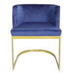 Paris Prix Chaise Design En Velours "Noemy" 75cm Bleu