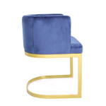 Paris Prix Chaise Design En Velours "Noemy" 75cm Bleu