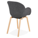 Paris Prix Chaise Design Tissu "Fiano" 88cm Gris Foncé & Naturel