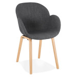 paris prix Chaise Design Tissu "Fiano" 88cm Gris Foncé & Naturel