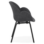 Paris Prix Chaise Design Tissu "Fiano" 88cm Gris Foncé & Noir