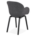 Paris Prix Chaise Design Tissu "Fiano" 88cm Gris Foncé & Noir