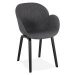 paris prix Chaise Design Tissu "Fiano" 88cm Gris Foncé & Noir