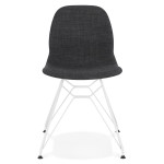 Paris Prix Chaise Design Tissu "Sandes" 83cm Gris & Blanc