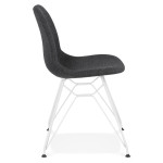 Paris Prix Chaise Design Tissu "Sandes" 83cm Gris & Blanc