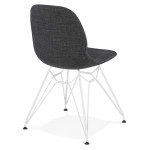 Paris Prix Chaise Design Tissu "Sandes" 83cm Gris & Blanc