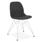 paris prix Chaise Design Tissu "Sandes" 83cm Gris & Blanc