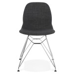 Paris Prix Chaise Design Tissu "Sandes" 83cm Gris & Chromé