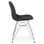 Paris Prix Chaise Design Tissu "Sandes" 83cm Gris & Chromé