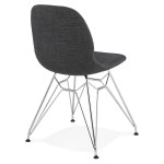 Paris Prix Chaise Design Tissu "Sandes" 83cm Gris & Chromé