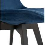 Paris Prix Chaise Design Velours & Bois "Pady" 85cm Bleu & Noir
