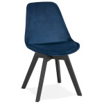 paris prix Chaise Design Velours & Bois "Pady" 85cm Bleu & Noir