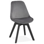 paris prix Chaise Design Velours & Bois "Pady" 85cm Gris & Noir