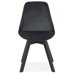 Paris Prix Chaise Design Velours & Bois "Pady" 85cm Noir