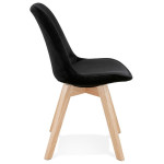 Paris Prix Chaise Design Velours & Bois "Pady" 85cm Noir & Naturel
