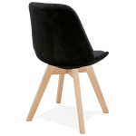Paris Prix Chaise Design Velours & Bois "Pady" 85cm Noir & Naturel