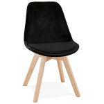 paris prix Chaise Design Velours & Bois "Pady" 85cm Noir & Naturel