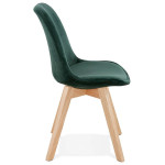 Paris Prix Chaise Design Velours & Bois "Pady" 85cm Vert & Naturel