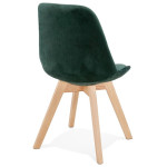 Paris Prix Chaise Design Velours & Bois "Pady" 85cm Vert & Naturel