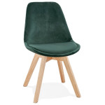 paris prix Chaise Design Velours & Bois "Pady" 85cm Vert & Naturel
