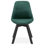 Paris Prix Chaise Design Velours & Bois "Pady" 85cm Vert & Noir