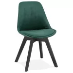 paris prix Chaise Design Velours & Bois "Pady" 85cm Vert & Noir
