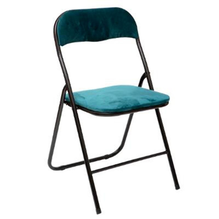 Paris Prix Chaise Pliante En Velours "Basic" 79cm Bleu