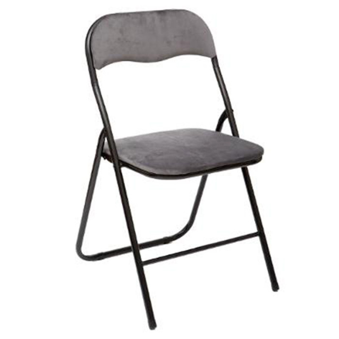 Paris Prix Chaise Pliante En Velours "Basic" 79cm Gris