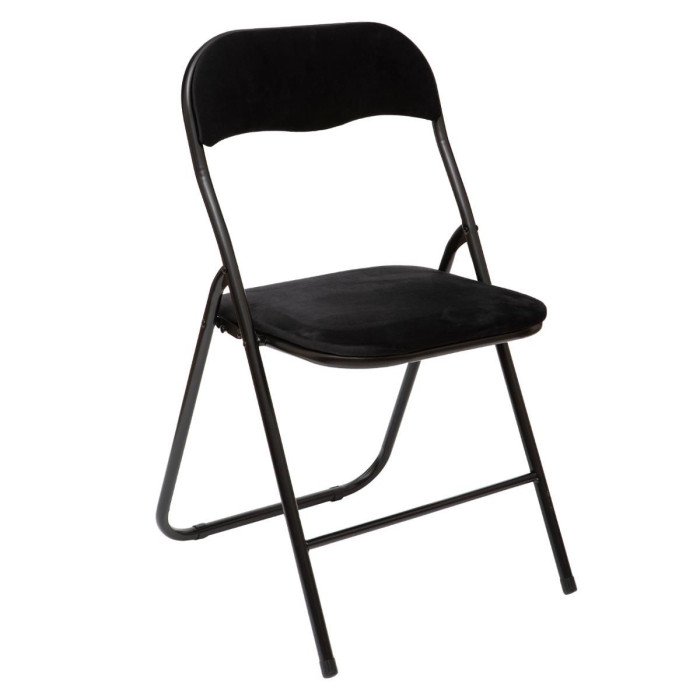 Paris Prix Chaise Pliante En Velours "Basic" 79cm Noir